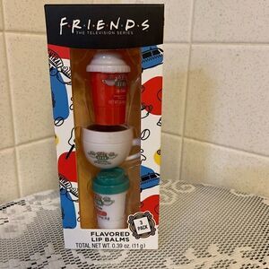 New! FRIENDS Set of Three Flavored Lip Balms Central Perk Lipstick Make Up